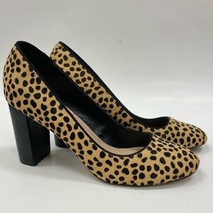 SOLE Society Giselle cheetah‎ stacked heel pumps